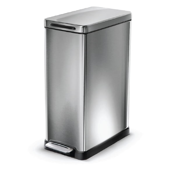 Home Zone Living Bote de basura de cocina delgado de 12 galones, acero inoxidable, pedal, 45 litros
