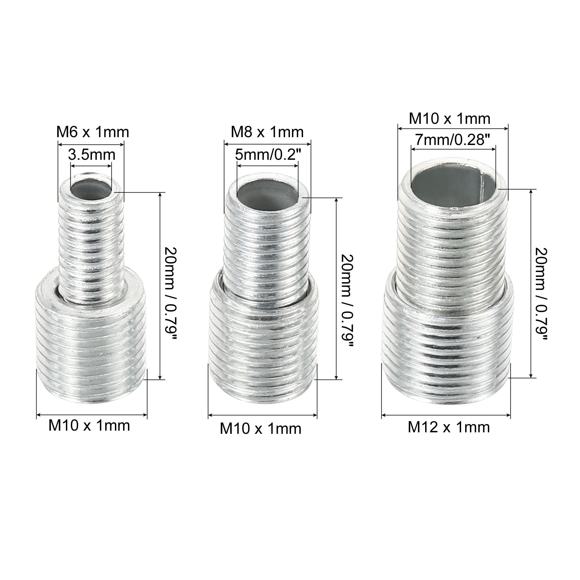 Uxcell M10/M12 to M6/M8/M10 20mm Long Double Male Threaded Reducer