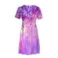 thumbnail image 4 of Viikei Women's Plus Size Summer Dresses,Women's Flowy Chiffon Short Sleeve Dress,Fashion Women's Summer Casual Short Sleeve Round-Neck Knee-High Pocket Dress Purple S, 4 of 6