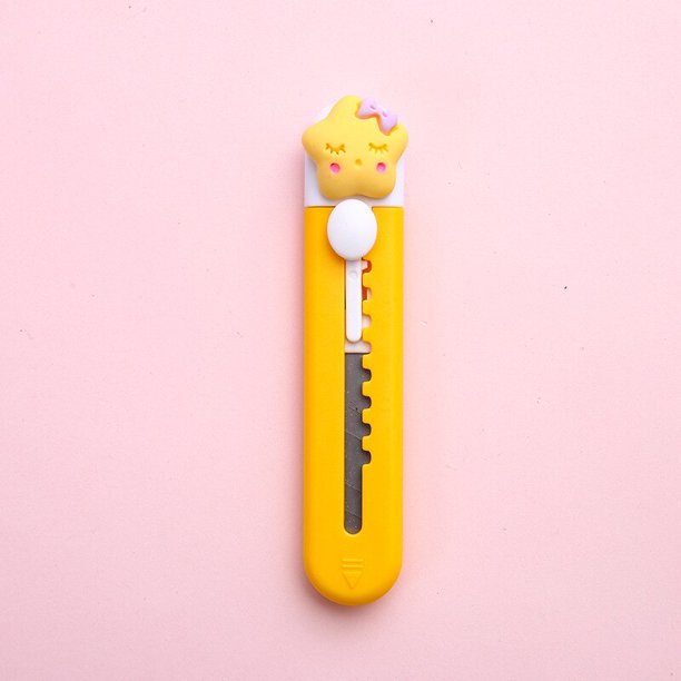 9.2cm Cute Retractable Utility Knife Paper Cutter Letter Opener Portable Safety Locking Blade Pocket Craft Office School SupplieCN He Qiyong unisex