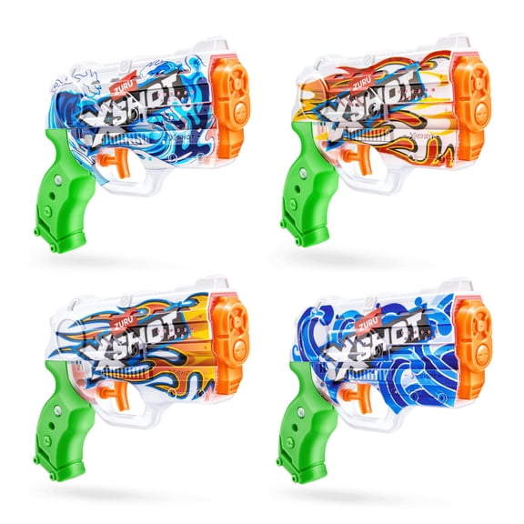 Pistolet à eau Nano à remplissage rapide et décorations X-Shot (ensemble de 4)