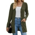 thumbnail image 1 of ORUYROP Cardigan Mode Automne 2023 pour Femmes Léger Ouvert Décontracté Long avec Poches, 1 of 7