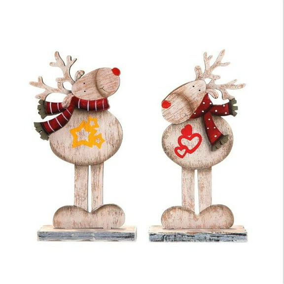 Mikilon Decor Christmas Decorations Home Ornaments, Christmas wooden painted desktop ornaments Christmas decoration ornaments, A
