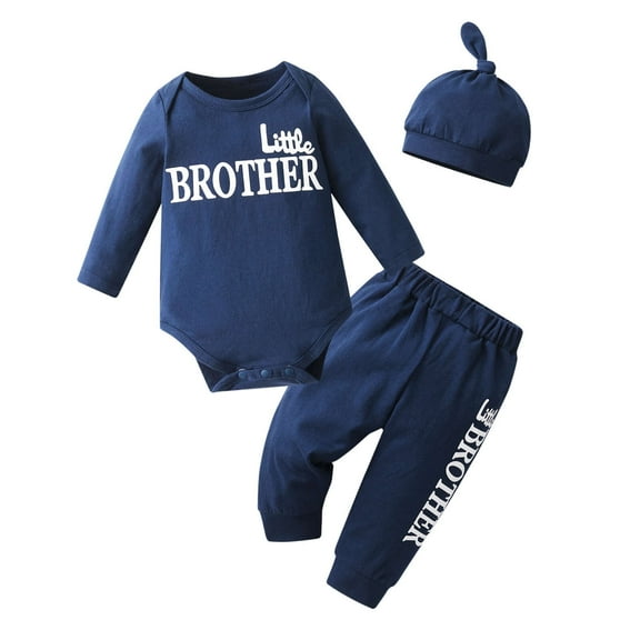 Newborn Infant Baby Boy Clothes Long Sleeve Romper Pants Headband Hat Outfits Set ( 3-6 Months, Blue)