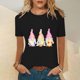thumbnail image 2 of Pascua mujer casual manga corta impreso cuello redondo blusa camiseta damas tops Pompotops hkajfhjk461129, 2 of 7