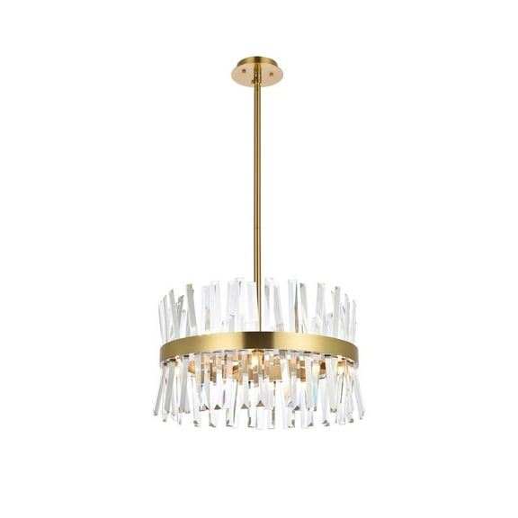Serephina 20 inch crystal round pendant light in satin gold