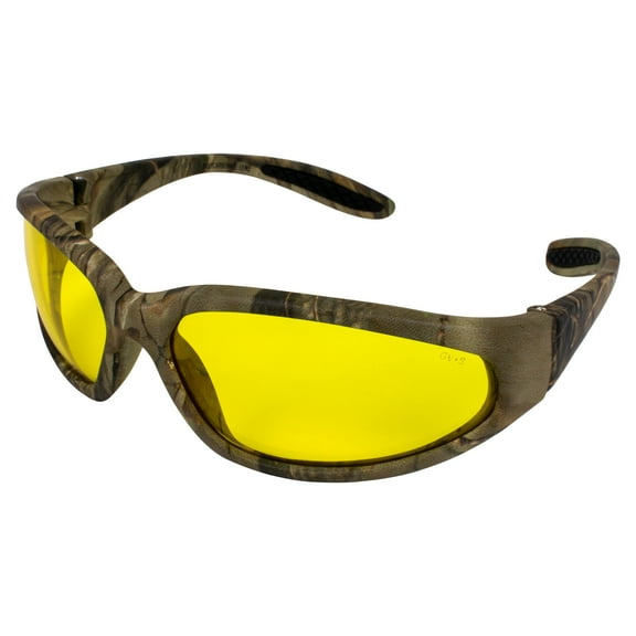 Global Vision Eyewear Forest 1 Series Safety Glasses with Matte Camo Pattern Frames and Yellow Tint Lenses