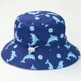 thumbnail image 2 of Baby Beach Hat Toddler Kids Summer Bucket Hat Cartoon Dinosaur Print Wide Brim Sun Hat Soft Breathable Outdoor Beach Hat Fisherman Style Toddler Boy Sun Hat Blue1 3 Months-6 Months, 2 of 7