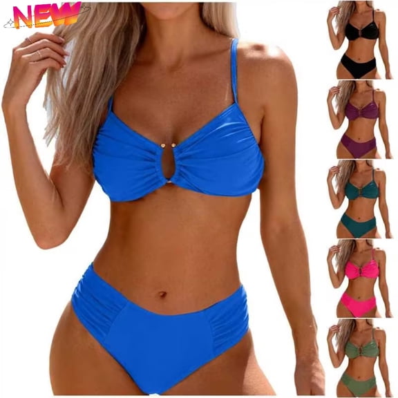 Taqqpue Bikini Sets for Women Women's High Waisted Bikini Sets Sporty Two Piece Swimsuits Color Block Cheeky High Cut Bathing Suits Sleeveless Beach vacation clothes