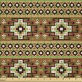 thumbnail image 2 of Ambesonne Ethnic Fabric by the Yard Microfiber, Geometric Mexican Ornament, 5 Yards, Cinnamon and Dark Mustard, 2 of 2