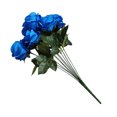 thumbnail image 3 of Ramo de novia de boda de flor de rosa artificial de 10 cabezas, ramo de flores de simulación de oficina en casa, rosa falsa, azul sidaley HA7036-08B, 3 of 5