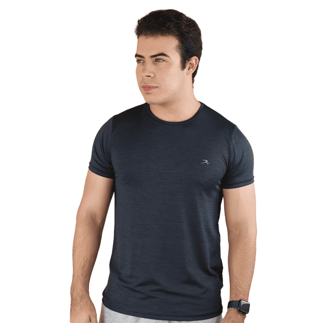 Playera Transpirable Hombre Para Ejercicio Negro Jaspe Manga Corta