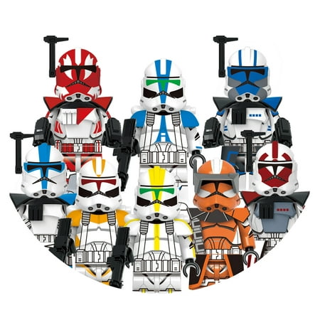 8 Pcs Collectible Space Wars Clone Troopers Action Figures Building Blocks Toys, 1.77 inch Clone Wars Figures for Kids Birthday Gift