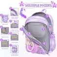 thumbnail image 2 of Mochila Alrisg Lovely, mochila escolar para niñas, 17 pulgadas, color morado, 2 of 7