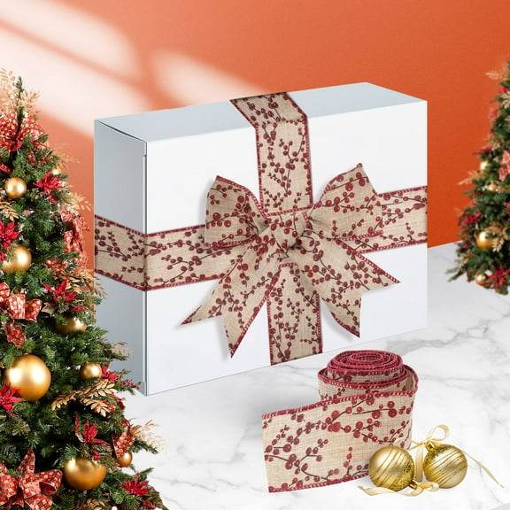 LITINKIMI 1Set Vintage Christmas Ribbon Cloth for Diy Crafts and Xmas Decor 196.50X2.36X0.04In