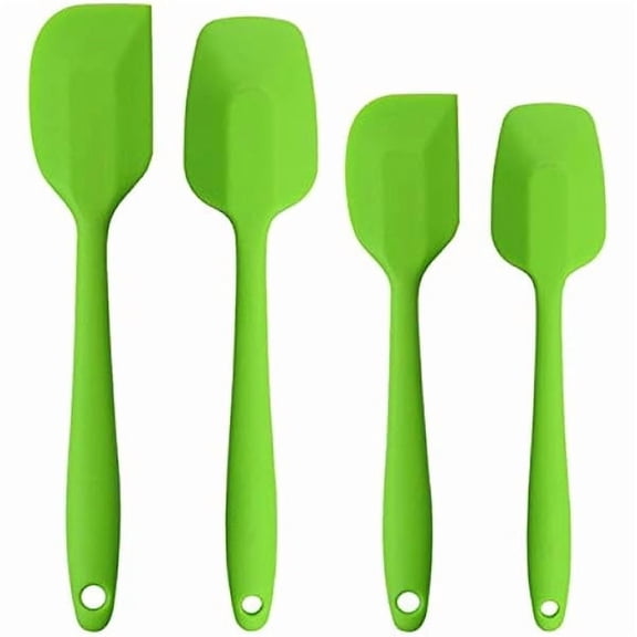Silicone Spatulas Set, Rubber Spoon Spatula Heat Resistant Spoonula One Piece Design Seamless Spatula Non-Stick Scrapers Baking Mixing Tool (Green Set)