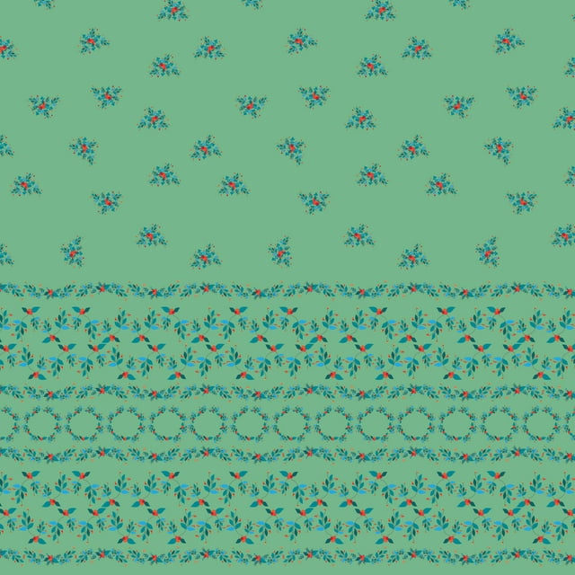Soimoi Rayon Fabric Leaves,Berries & Wreath Panel Printed Fabric 1 Yard 42 Inch Wide
