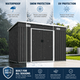 thumbnail image 4 of 8x4 FT Metal Storage Shed, Outdoor Galvanized Steel Garden Shed with Sliding Double Doors, Lock Hole, Air Vents, Sloped Roof & Threshold, Floorless Tool Storage Shed for Backyard Patio Lawn, Black, 4 of 9