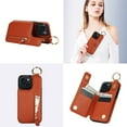 thumbnail image 6 of JTCASES for iPhone 12 Mini Case, PU Leather Lychee Pattern Zipper Purse Finger Ring Buckle Card Slots Stand Shell for iPhone 12 Mini Wear-resistant Shockproof Wallet Cover, Brown, 6 of 8