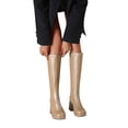 thumbnail image 4 of WEAIXIMIUNG Ladies Ankle Boots Dressy Ladies Fashion Solid Color Leather Square Toe Back Zip High Heel Boots, 4 of 8