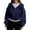 20# Navy, variant on Zip up Hoodie Women Oversized Cropped Plain Sweatshirt Full Zip Drawstring Hooded Slouchy Jacket with Pocket Royal Blue L