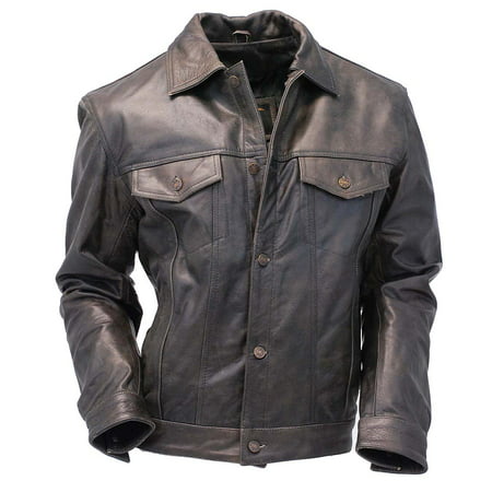 Vintage Leather Jean Jacket - Denim Style #M321GY