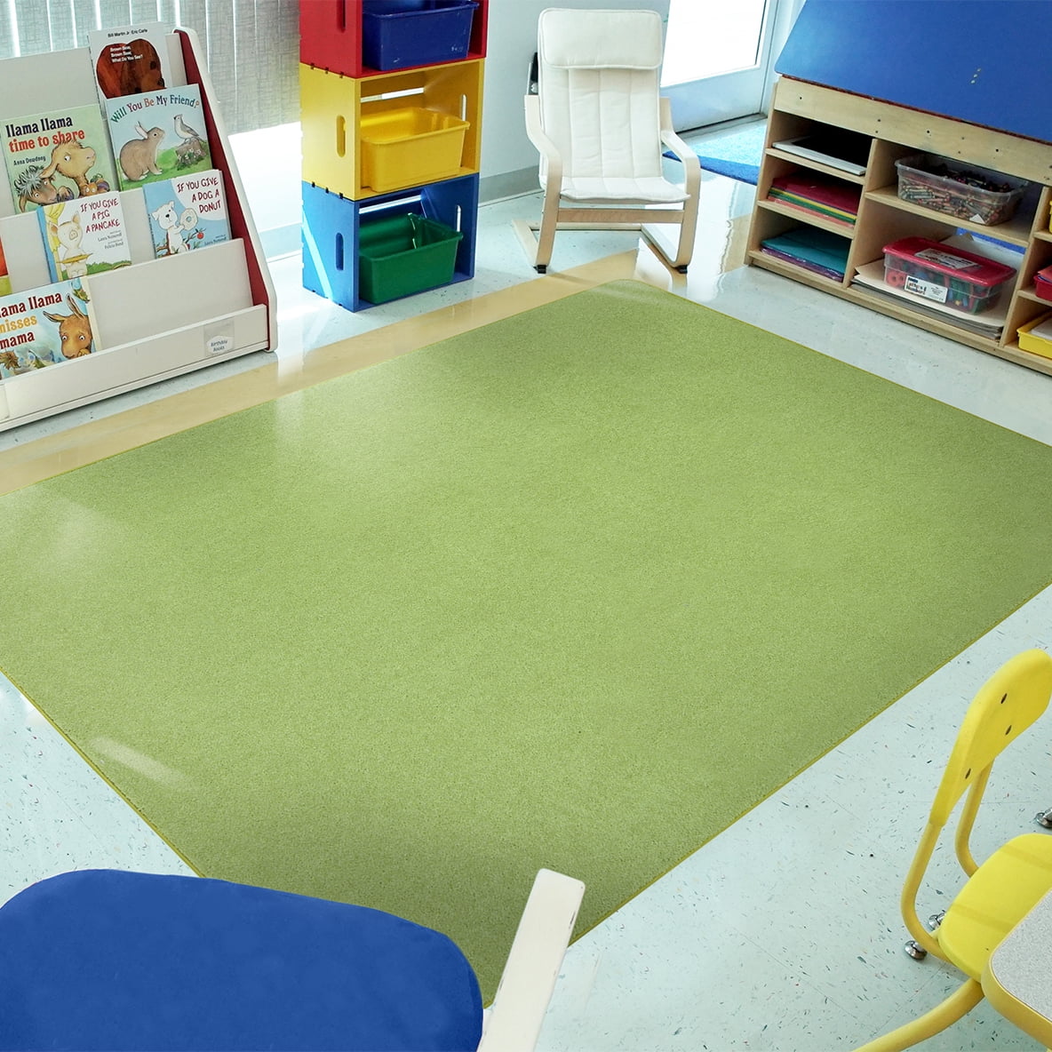 Just Kidding 12' x 6' area rug in color Lime Green