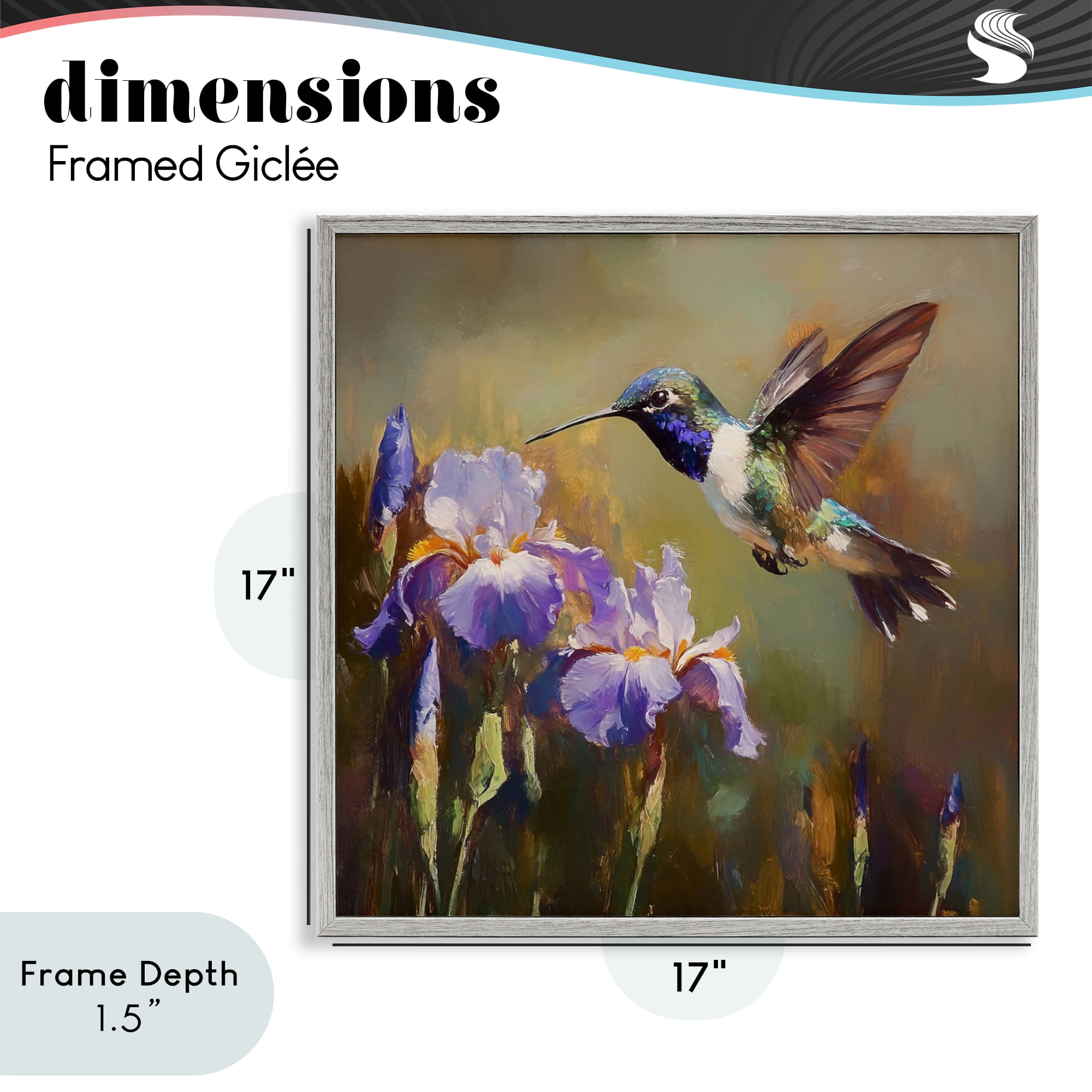 Stupell Industries Hummingbird & Purple Irises Gray Framed Giclee Art, design by Tina LeCour
