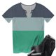 thumbnail image 4 of Camisetas de Cuello Redondo Botón de Impresión de la Moda de Manga Corta de las Mujeres, Poliéster Spandex, 4 of 5
