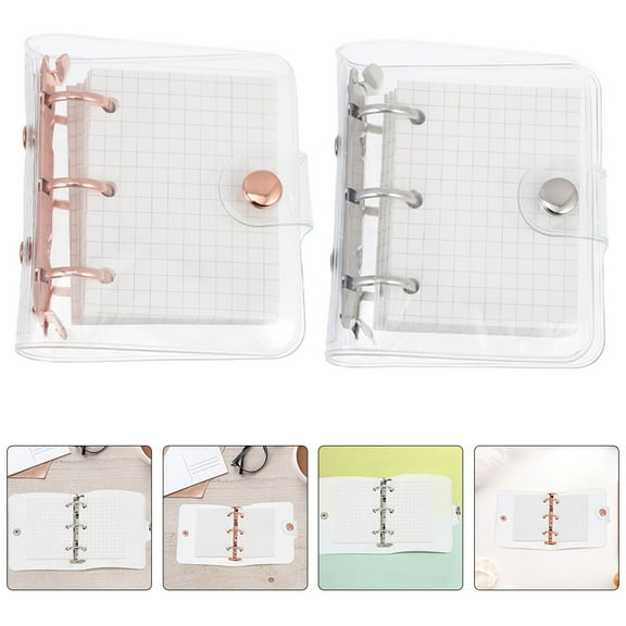 HEMOTON  2 Sets Mini Binder Paper Notepad Loose Leaf Notebook Transparent Travel Student