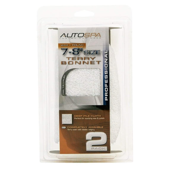 Carrand AutoSpa Cotton Terry Polishing Bonnet - Universal Fit - 2 Pack, 7-8 Inch