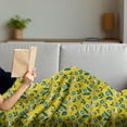 thumbnail image 3 of Floral Soft Flannel Fleece Throw Blanket, Forest Pattern with Flowers and Leaves in Scandinavian Style, Cozy Plush for Indoor and Outdoor Use, 70" x 90", Yellow Azure Blue, by Ambesonne, 3 of 5