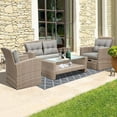 thumbnail image 2 of SEGMART 6 Piece Outdoor Patio Furniture Sets, All-Weather Rattan Conversation Set with Ottoman & Cushions, Outdoor Sectional Wicker Set for Backyard, Deck, Poolside, Gray, 2 of 11