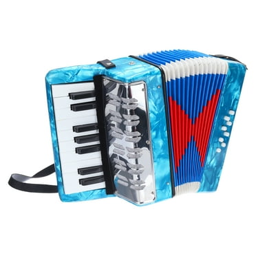 Uxcell Accordion, 17 Keys 2 Bass Button Accordion Mini Musical Instrument, Sky Blue