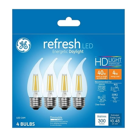 

New GE 45661 Refresh HD LED Candle Bulbs 4 Watt Each