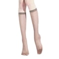 thumbnail image 2 of Ljudmp Women's Sheer Knee High Socks Lightweight Nylon Stretch Stockings Non-Slip Top Band High Elastic Hosiery Socks Coffee, 2 of 3