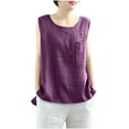 thumbnail image 3 of Fanxing Purple Cute Summer Sleeveless Linen Cotton Tops, 3 of 4