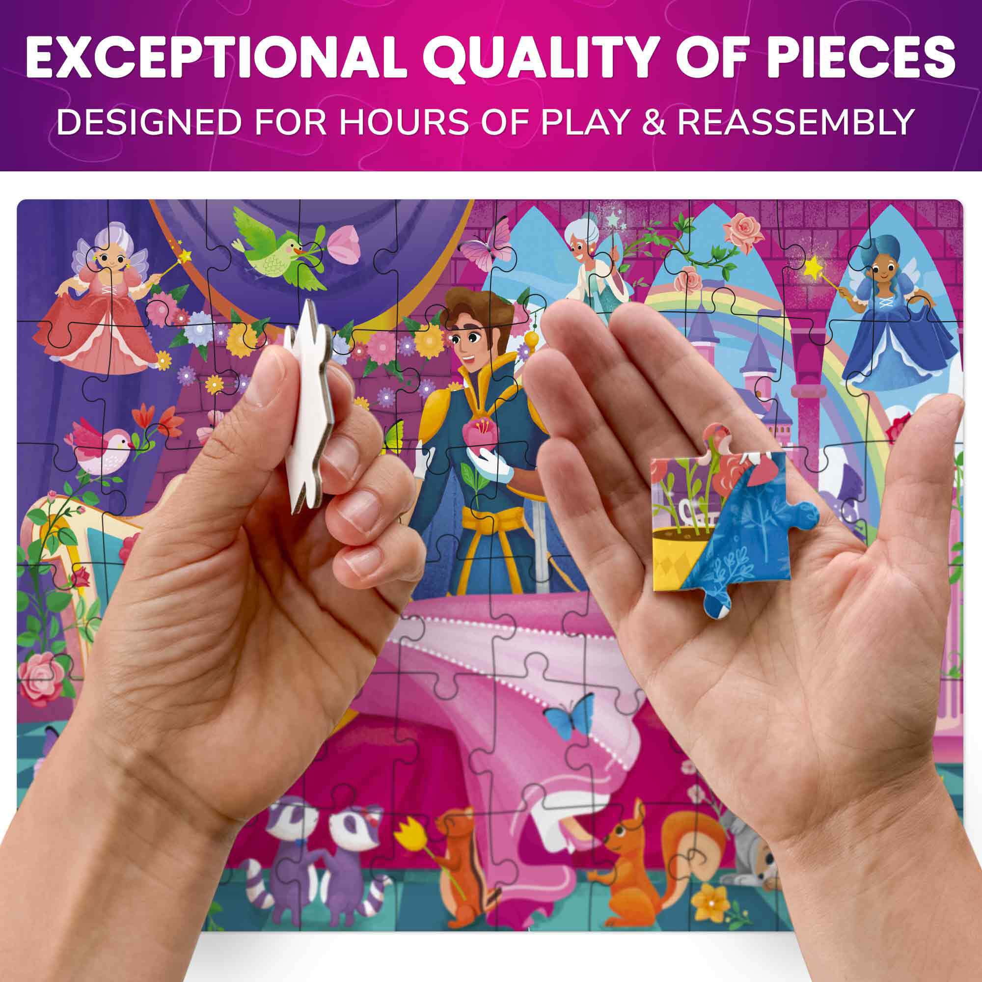 QUOKKA Puzzles for Kids Ages 4-6 – 4-Pack 60-Piece Puzzles for Kids – Fairy Tale Jigsaw Puzzle Set