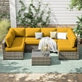thumbnail image 5 of Snubbull 6-Seat Sectional Outdoor Patio Replacement Cushions Set, 25.5" x 25.5", 5" Foam High-Density, 14-Piece Water-Resistant Outdoor Cushion for Patio Conversation Sets, Liner&Cover, Yellow, 5 of 6