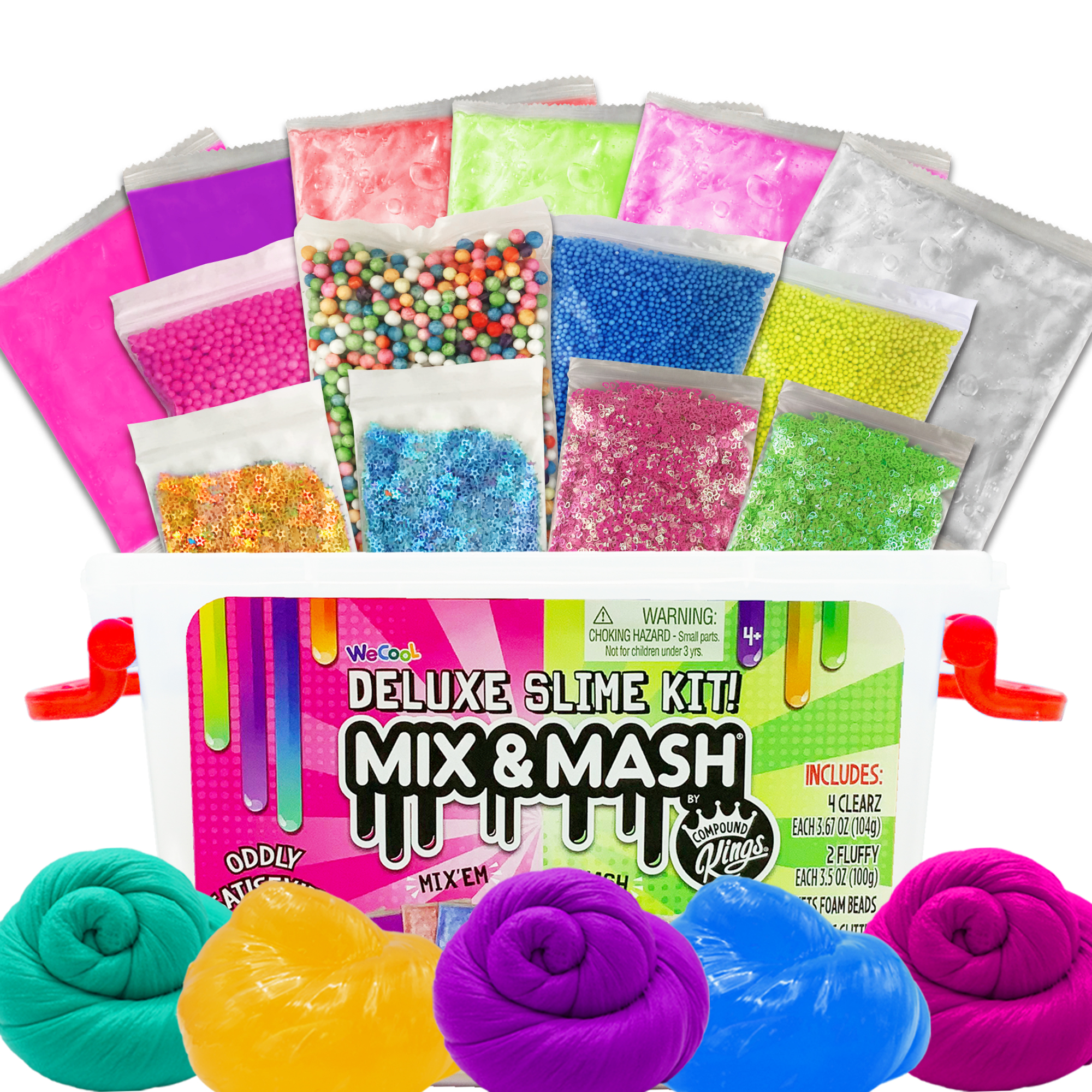 Compound Kings Mix & Mash - 50 Pack Mini Slime Containers DIY Slime Kit for Kids Non Stick Slime