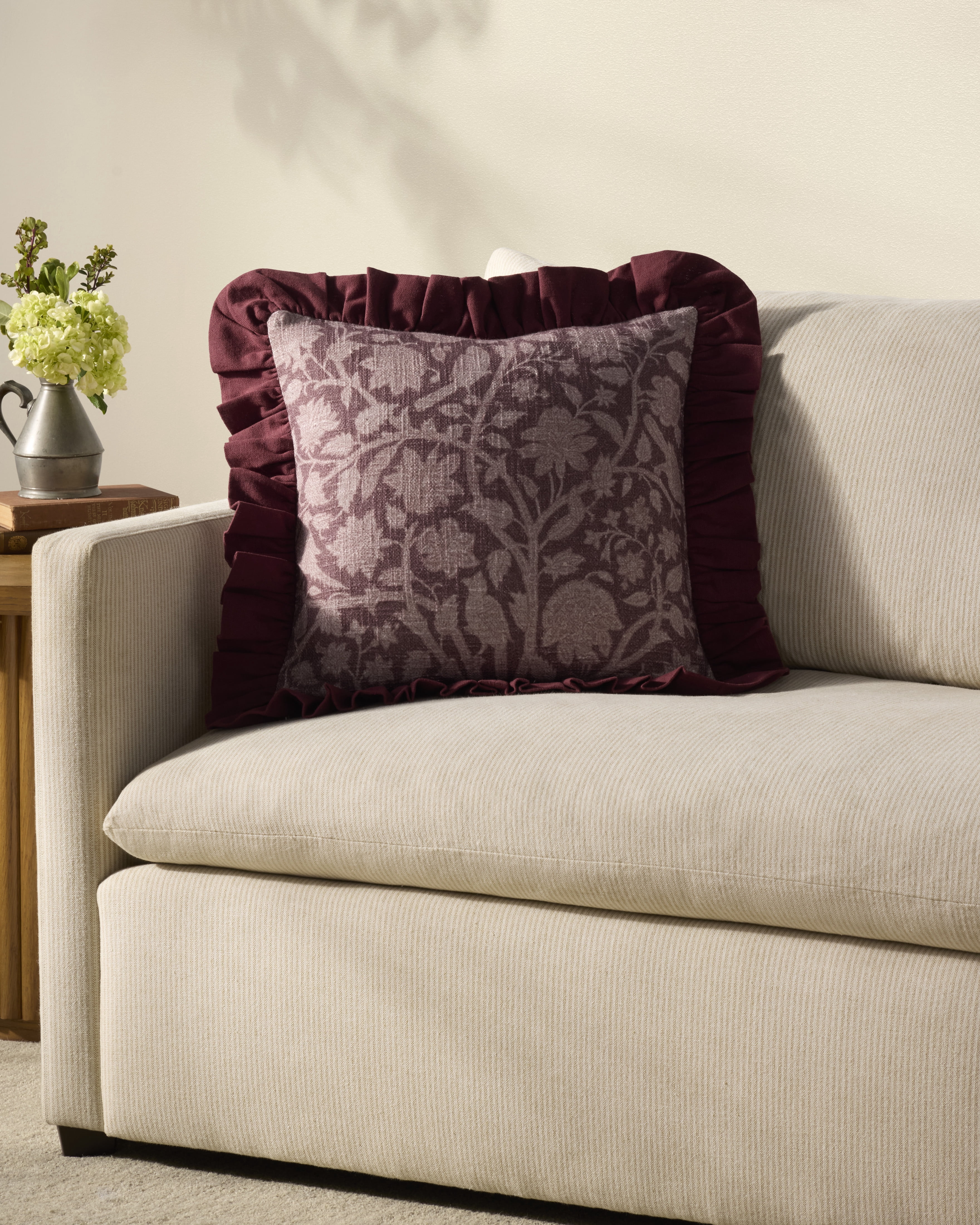 Chris Loves Julia x Loloi Kathleen Wine 18'' x 18'' Decorative Pillow