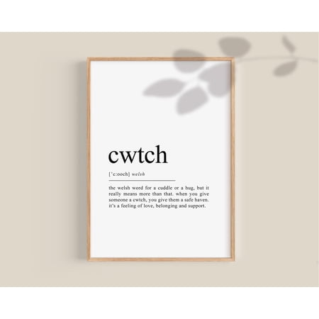 Cwtch Definition Welsh Word Wall Art, Unframed Paper Print Size 8x12