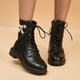 thumbnail image 2 of NECHOLOGY Botas Mujer Adulto Femenino Zapatos Botines mujer Mujer De De Imitación Cuero Punta Redonda Tacón Y Grueso Color Sólido Cremallera Con Tiras Media Botas De Tamaño Botines Botas (Black, 8.5), 2 of 7