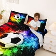 thumbnail image 3 of Castle Fairy Sport Soccer King Sheets 4pcs, Rainbow Splatter Pattern Bedding, Black Red Green,1 Fitted Sheet, 1 Flat Sheet and 2 Pillowcases, 3 of 6