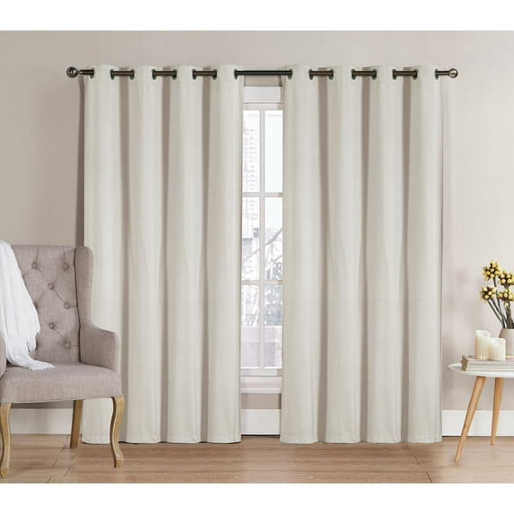 Neil Blackout Energy Saving Window Curtain Grommet Panels 52 in. W x 90 in. L, Set of 2 Panels - Ivory