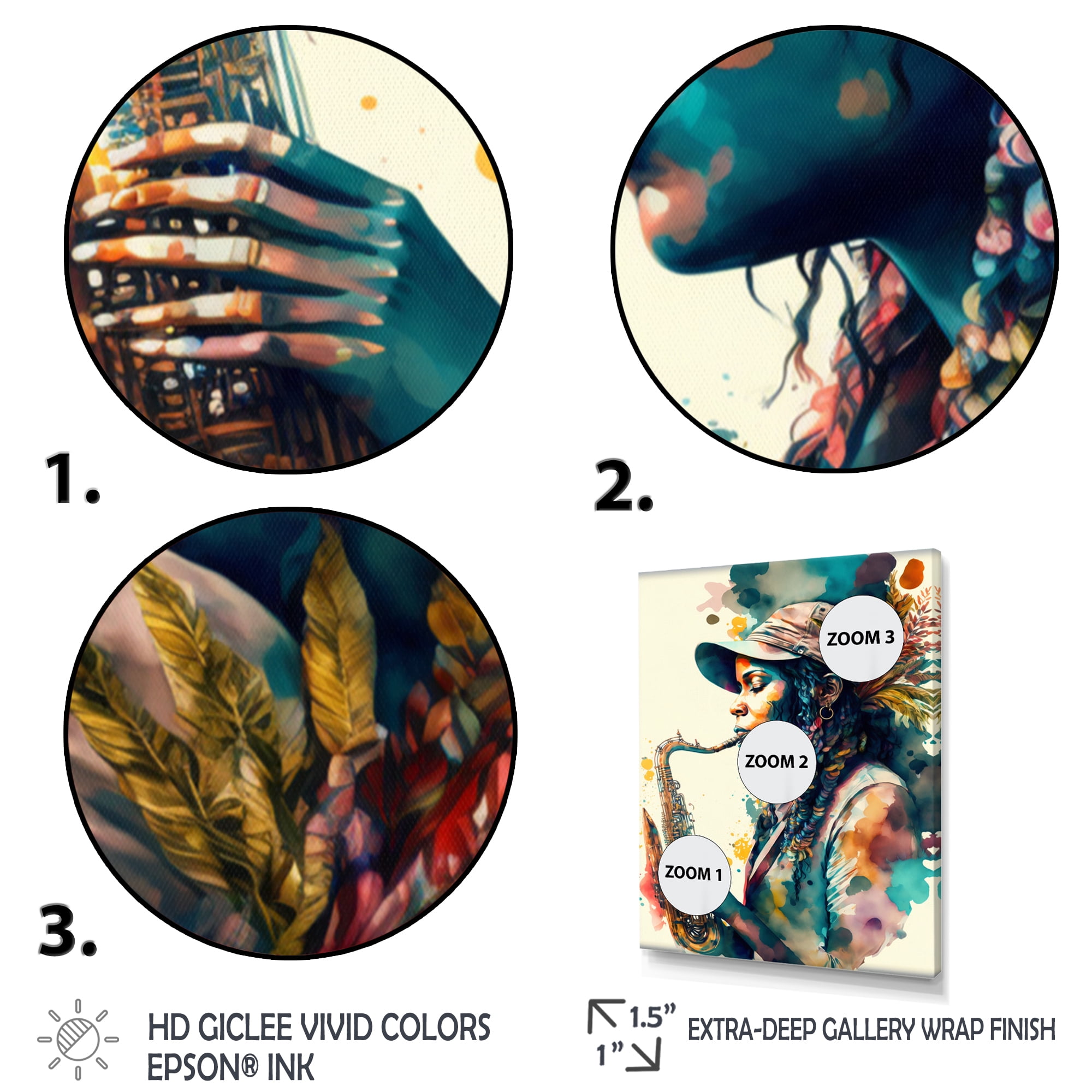 Designart Music Saxophone Player III Canvas Wall Art