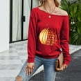thumbnail image 4 of Pompotops T-Shirt à Manches Longues Col en Biais Imprimé Mode Décontractée pour Femmes, 4 of 5