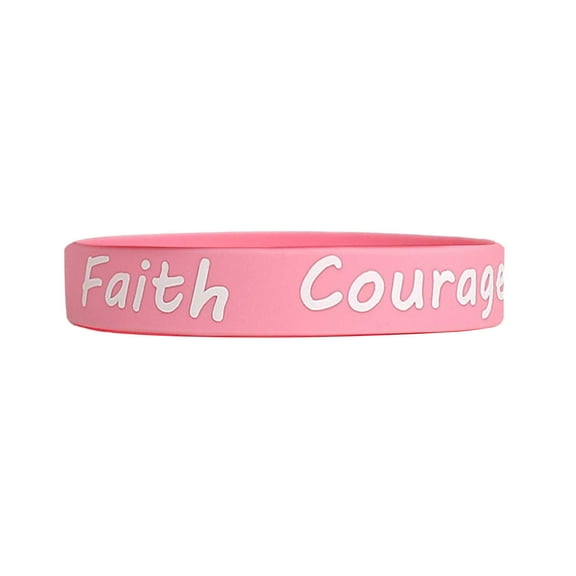 BAYAIXZ Breast Cancer Awareness Pink Ribbon Silicone Bracelet Wrist Band (B,One Size)