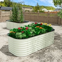 VEIKOUS Metal Garden Bed, 6x3x2 ft Galvanized 9-in-1 Modular Garden Planter Box Kit, Light Green