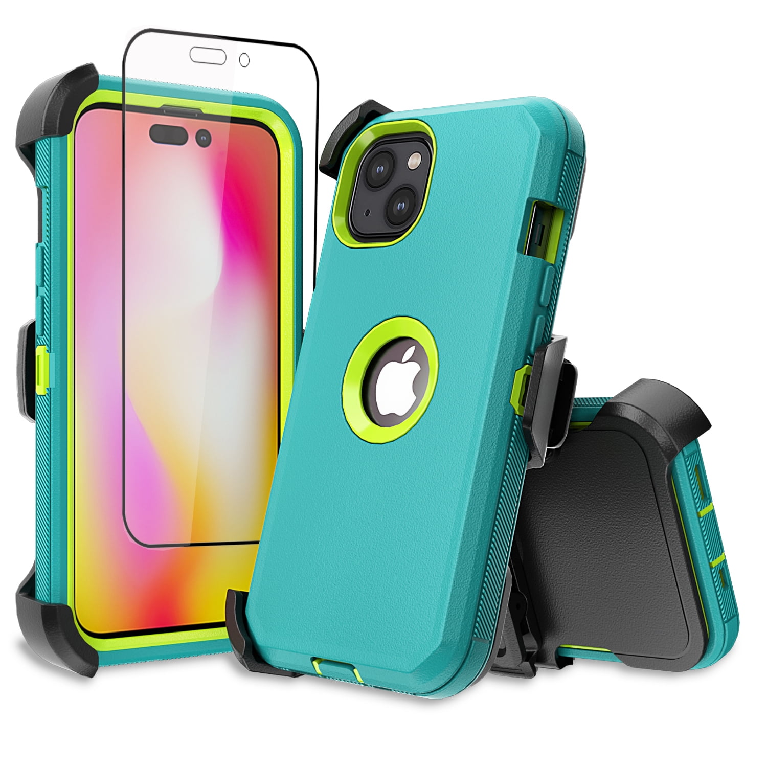 NIFFPD iPhone 14 Plus Case with Screen Protector + BeltClip Holster